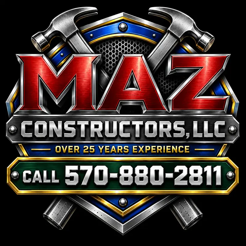 MAZ Constructors metallic logo design